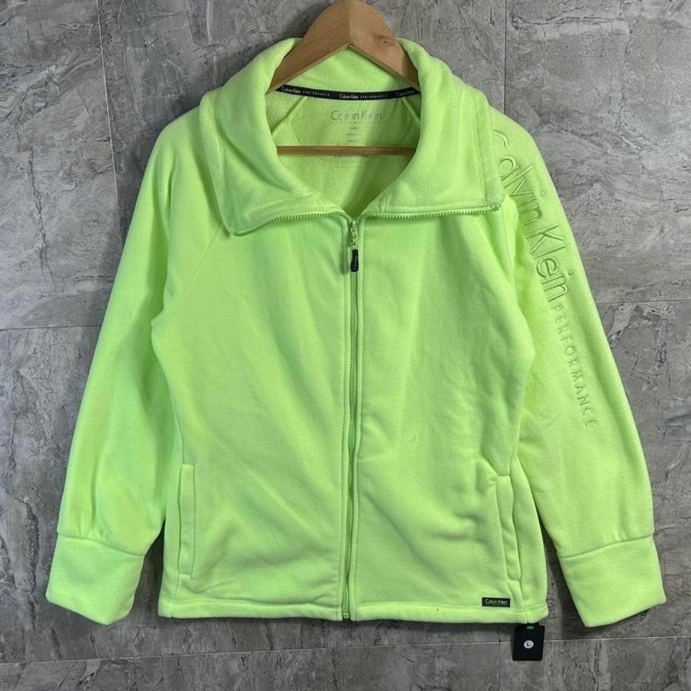 Calvin Klein performance Women's Jacket Sz Large  Fleece Green Zip Up Jacket